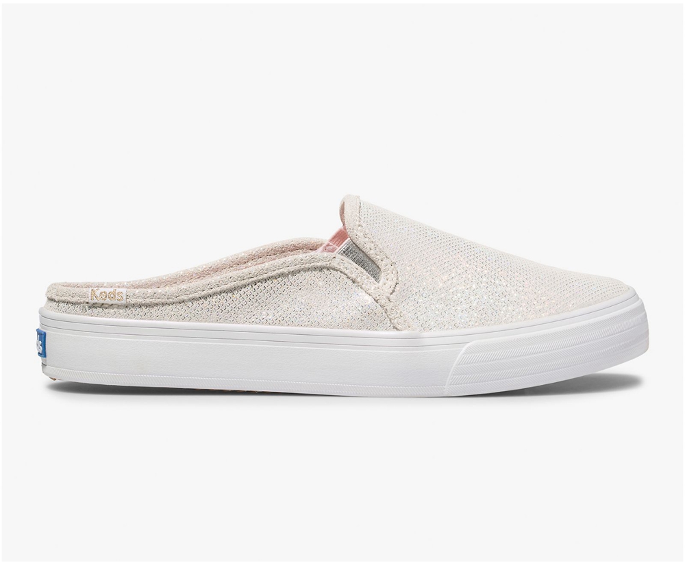 Mules Keds Mujer Blancos - Oh Joy! Double Decker Cuero - 2836-XGCEB